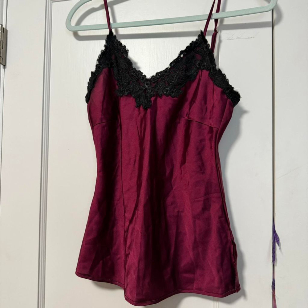 Y2K cami satin and lace burgundy and black NWT